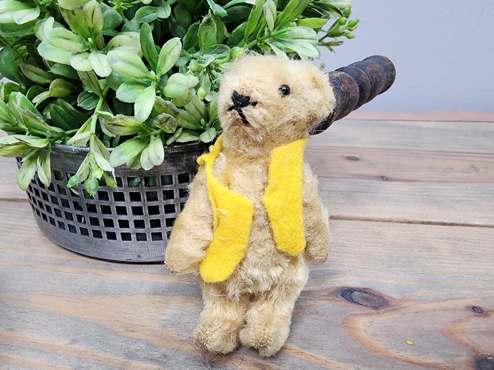 Vintage Steiff Original Teddy Bear 1960s 3.5" Mohair Blonde
